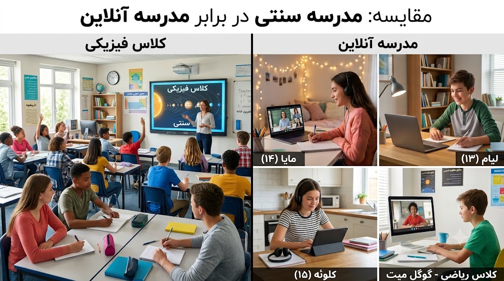 مقایسه مدرسه آنلاین و کلاس آنلاین